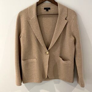 J. Crew Camille Shrunken Sweater Blazer AW687 Cotton Wool Blend Size M Tan Shawl